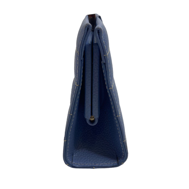 LAMBERTSON TRUEX Light Blue Stitch Detail Leather Clutch PURSE