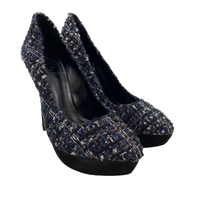 TORY BURCH Size 6 1/2 Black/Blue Pump Boucle SHOE