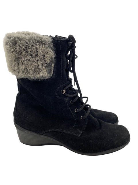 AQUATALIA Size 7 1/2 Black/Gray Laced Fur BOOT