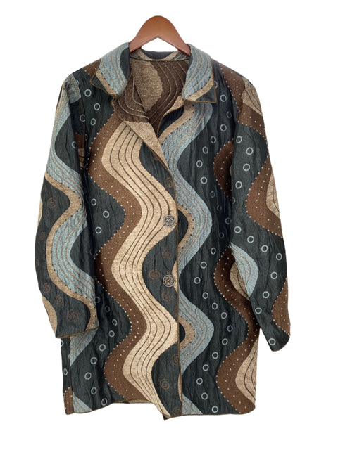 Size MEDIUM Beige/Blue Patchwork JACKET