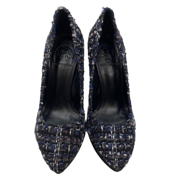 TORY BURCH Size 6 1/2 Black/Blue Pump Boucle SHOE