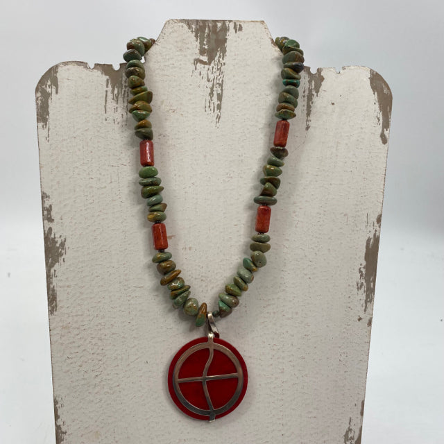 N A Sterling Turquoise 20" NECKLACE