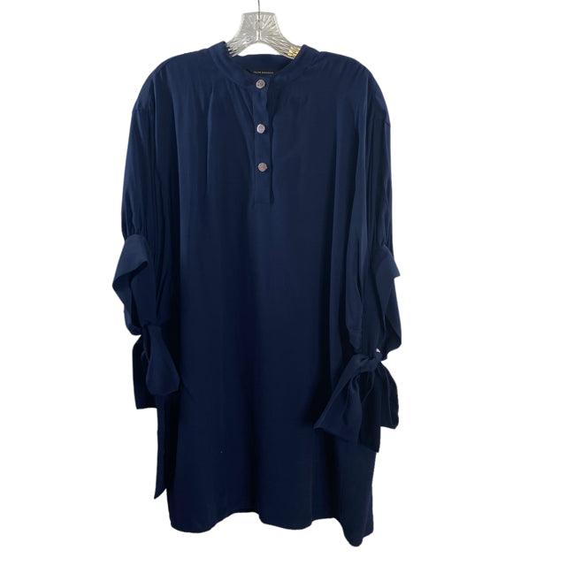 CLUB MONACO Size 10 Navy Sleeve Details Short Sleeve Viscose DRESS