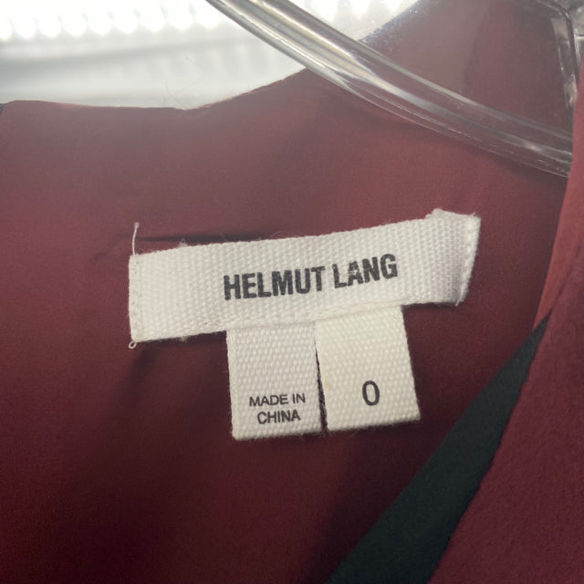 HELMUT LANG Size 0 Maroon/Black Drape Neck Sleeveless Acetate DRESS