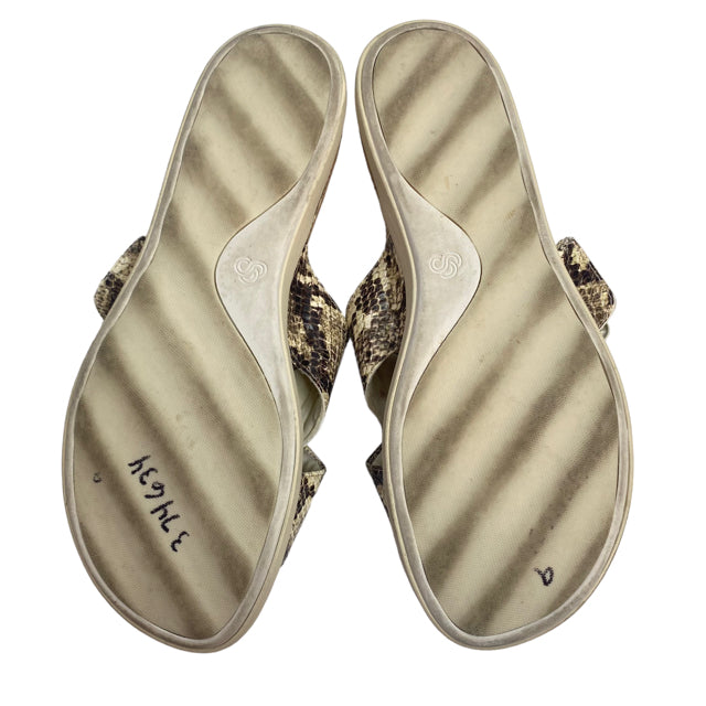 CLARKS Size 9 Green/Tan Slide Snake Look SHOE