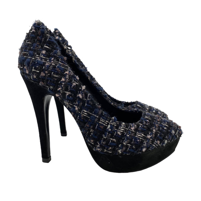 TORY BURCH Size 6 1/2 Black/Blue Pump Boucle SHOE