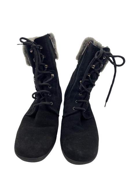 AQUATALIA Size 7 1/2 Black/Gray Laced Fur BOOT