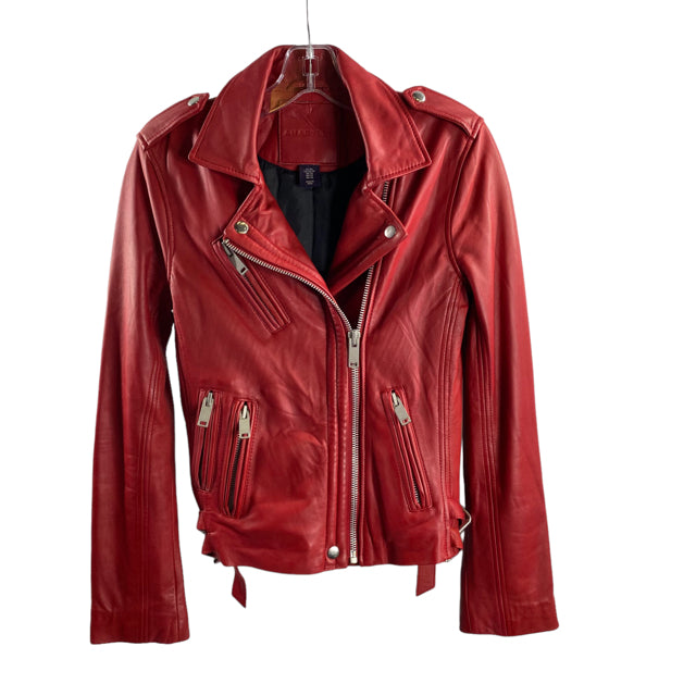 AMARYLLIS Size X-SMALL Red Leather JACKET