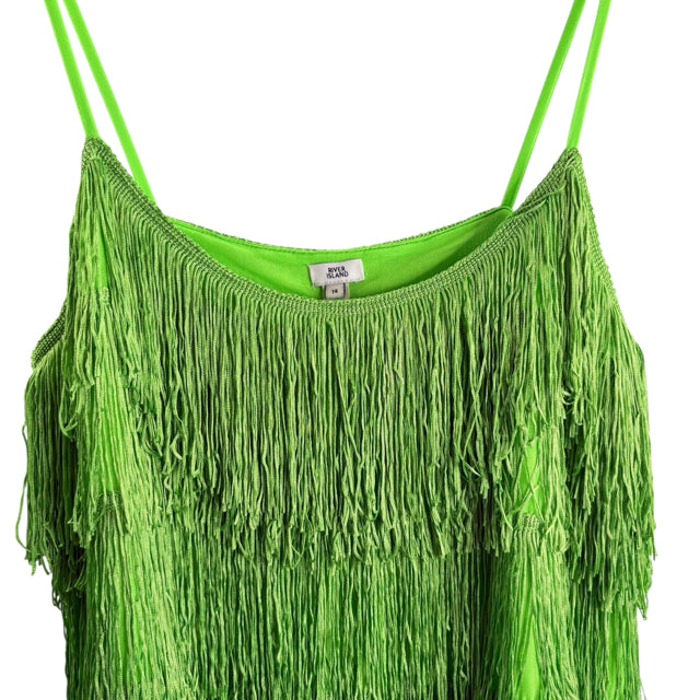 RIVER ISLAND Size 14 Green Loops Strappy Polyester NWT DRESS