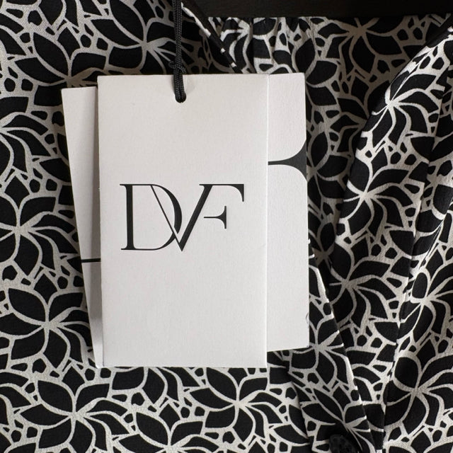 DVF Size 14 B/W Print Long Sleeve Tunic NWT BLOUSE