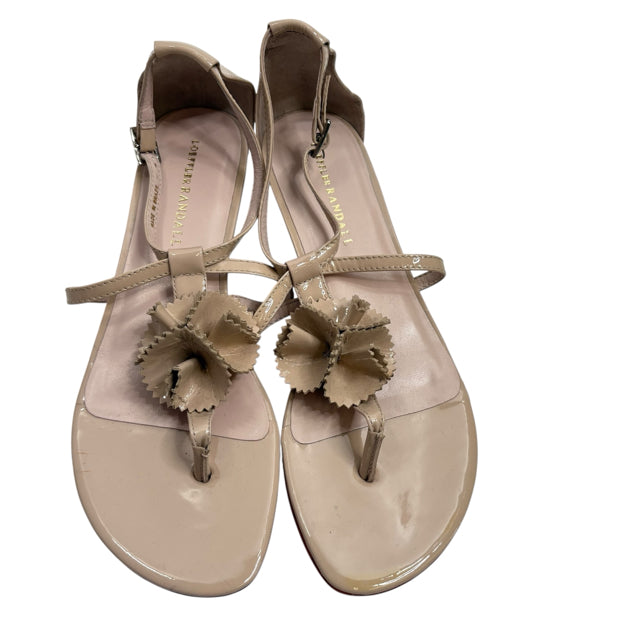 LOEFFLER RANDALL Size 8 1/2 Beige Thong Sandal Patent Leather SHOE