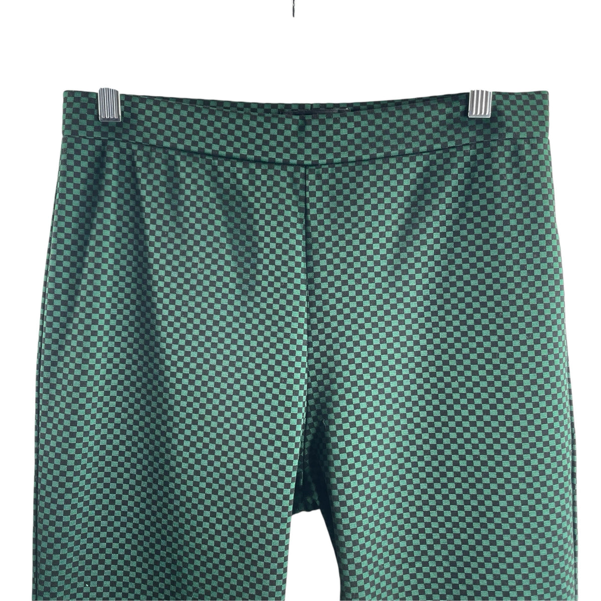 SANCTUARY Size LARGE Green/Black Check Elastic Waist Polyester Blend PANTS