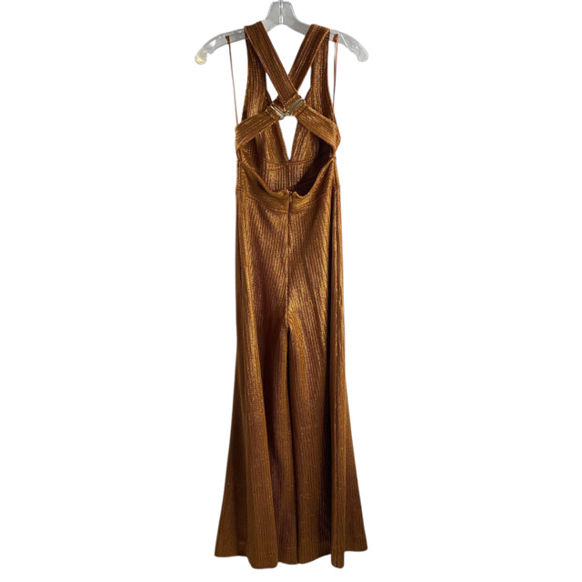 FREE PEOPLE Size X-SMALL Rust Ribbed Sleeveless Polyester Blend NWT JUMPSUIT