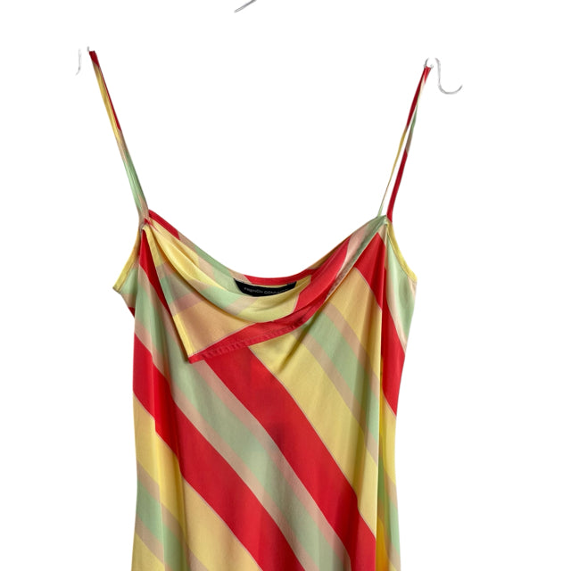 FRENCH CONNECTION Size MEDIUM Yellow/Multi Stripe Strappy Silk NWT DRESS