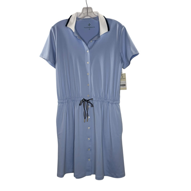 TUCKERNUCK Size MEDIUM Light Blue Collar Short Sleeve Polyester Blend NWT DRESS