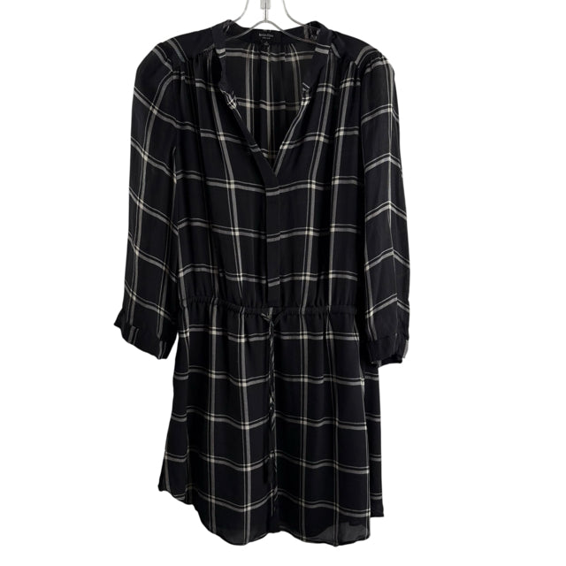 BABATON Size MED B/W Plaid Long Sleeve DRESS