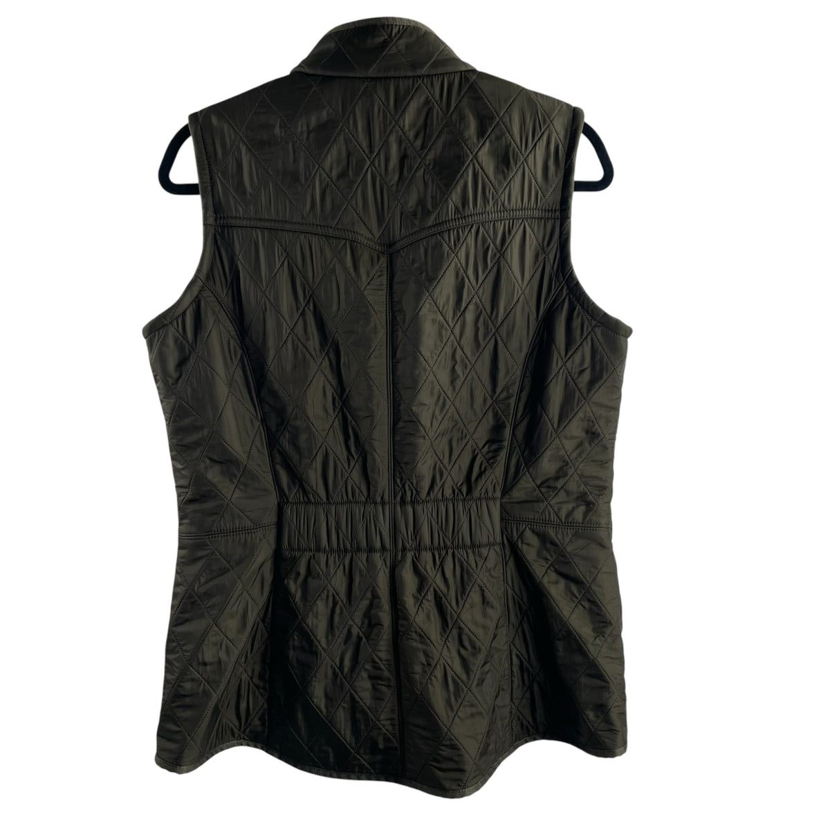 BARBOUR Size 10 Hunter Green Quilted Zip-Front Fleece Lined VEST