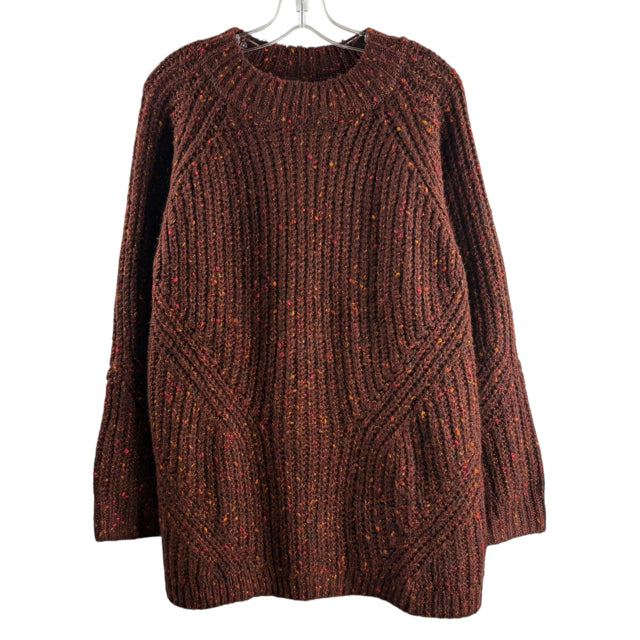 TALBOTS Size 2X Brown Speckled Long Sleeve Mock Turtleneck Acrylic Blend SWEATER