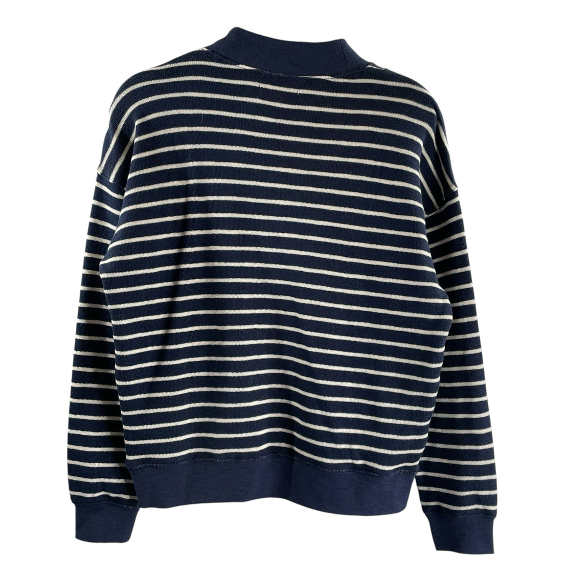 MADEWELL Size SMALL Navy/White Stripe Long Sleeve Mock Turtleneck TOP
