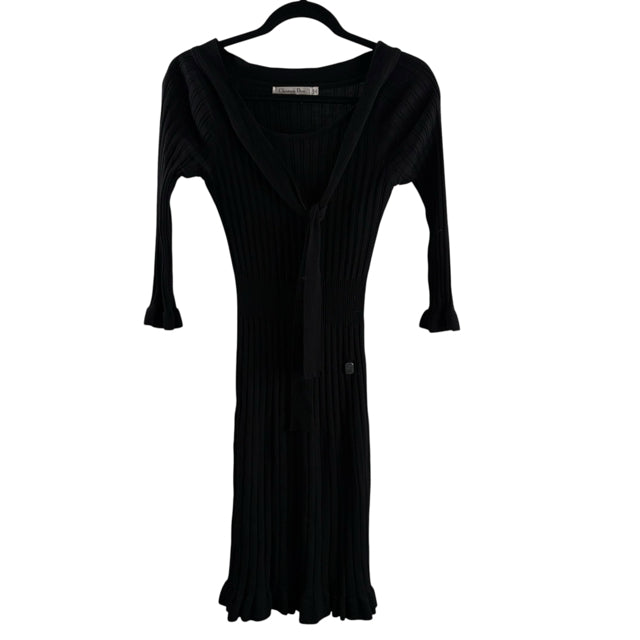 CHRISTIAN DIOR Size X-SMALL Black Long Sleeve Sweaterknit DRESS