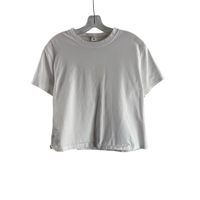 LULULEMON Size 6 White Short Sleeve Crop TOP