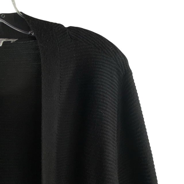 EVOLUTION Size X-LARGE Black Ribbed Long Sleeve Open Front Rayon Blend SWEATER