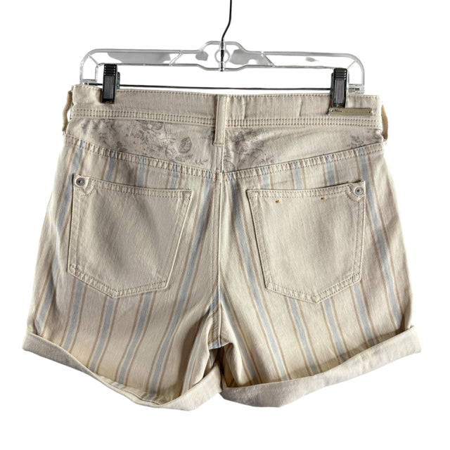 PILCRO Size 26 Cream/Blue Stripe Denim SHORTS