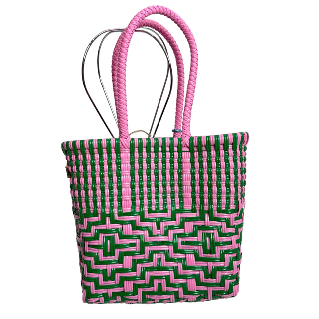 SQUEEZE DE CITRON Pink/Green Weave Plastic Handbag NWT PURSE