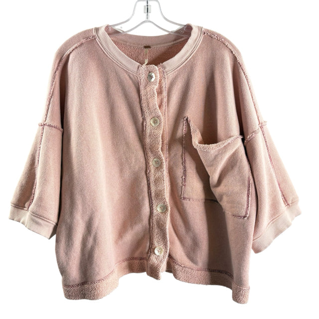 FREE PEOPLE Size SMALL Pink Short Sleeve Sweatshirt TOP