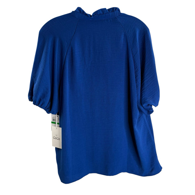 CECE Size LARGE Royal Short Sleeve NWT BLOUSE