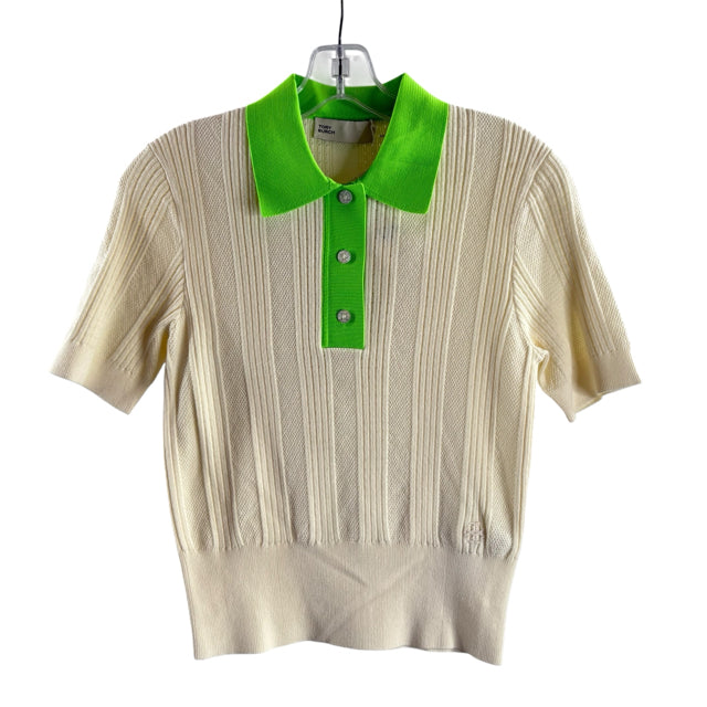 TORY BURCH Size SMALL Cream/Green NWT SWEATER
