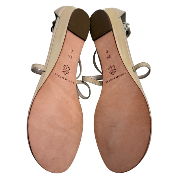 LOEFFLER RANDALL Size 8 1/2 Beige Thong Sandal Patent Leather SHOE