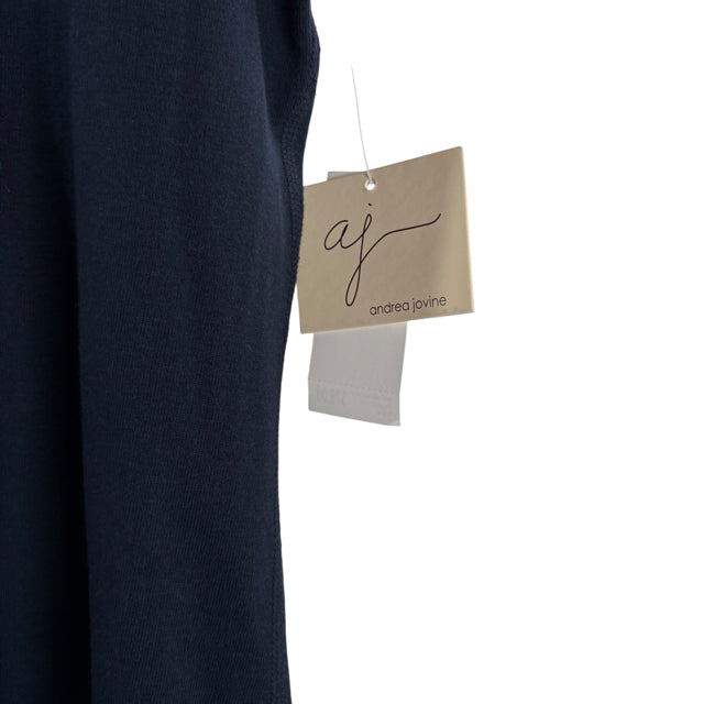 ANDREA JOVINE Size X-LARGE Navy Cap Sleeve NWT DRESS