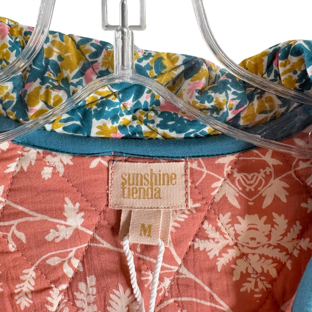 SUNSHINE TIENDA Size MEDIUM Teal/Yellow Floral Reversible NWT JACKET