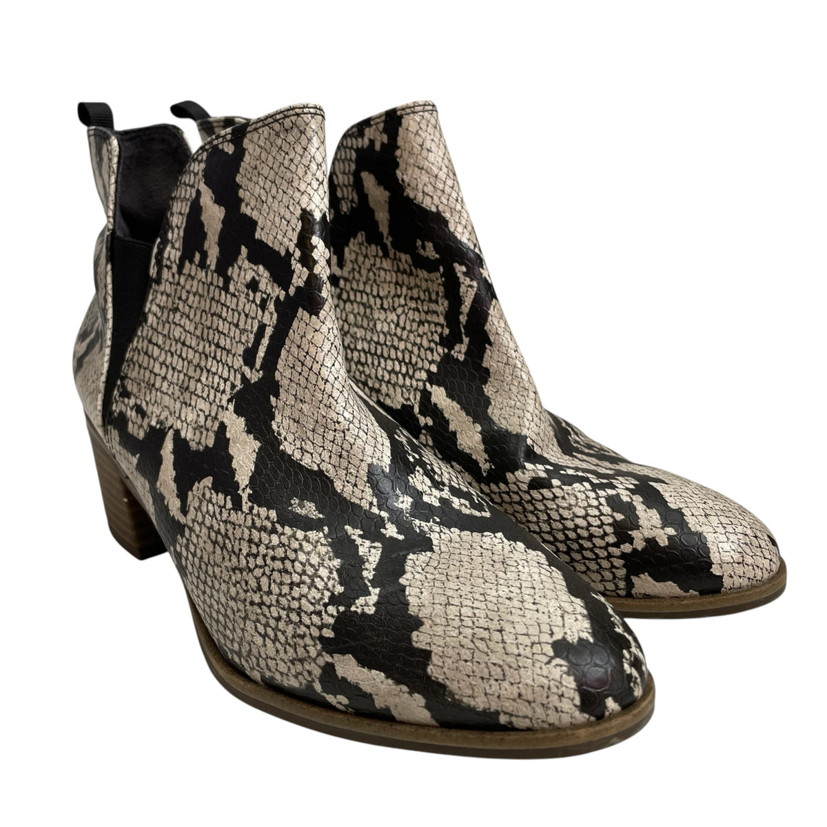 DR SCHOLL Size 9 Cream/Black Ankle Snake Look BOOT