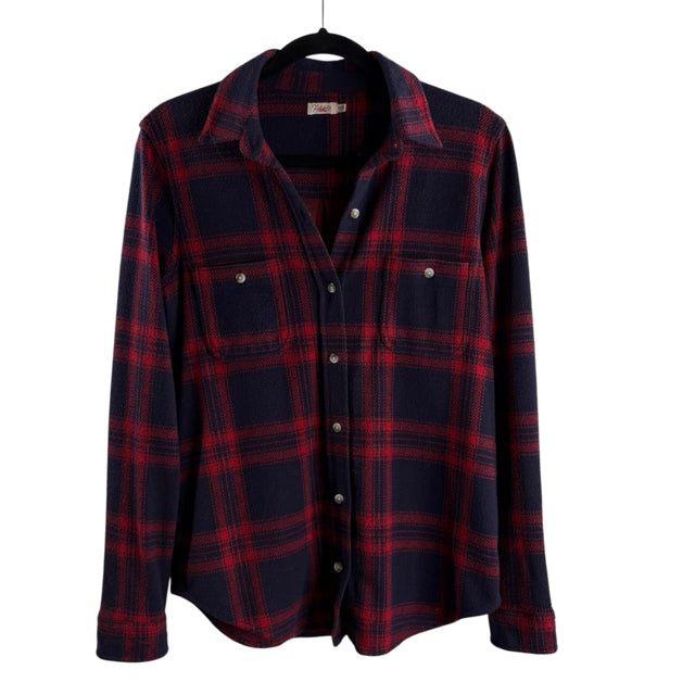 FAHERTY Size X-SMALL Navy/Red Plaid Long Sleeve Flannel TOP