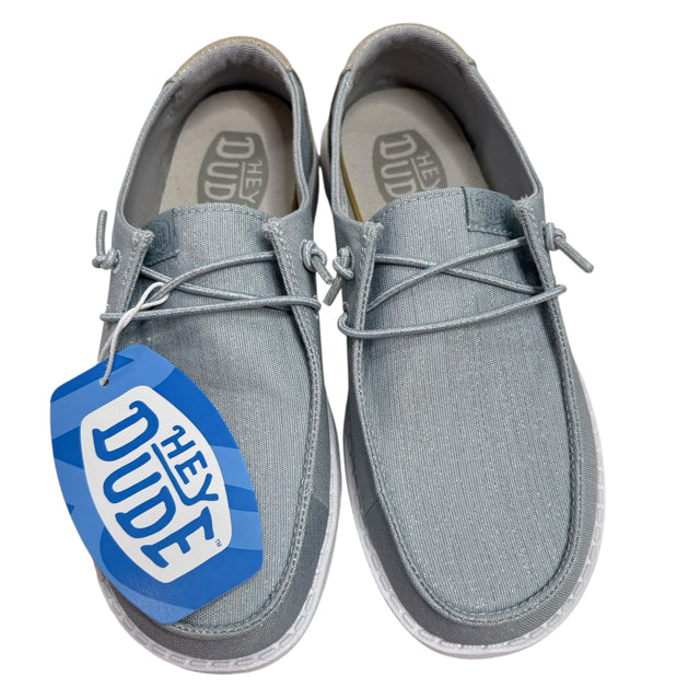 HEY DUDE Size 6 Silver/white Slip on Metallic NWT SHOE