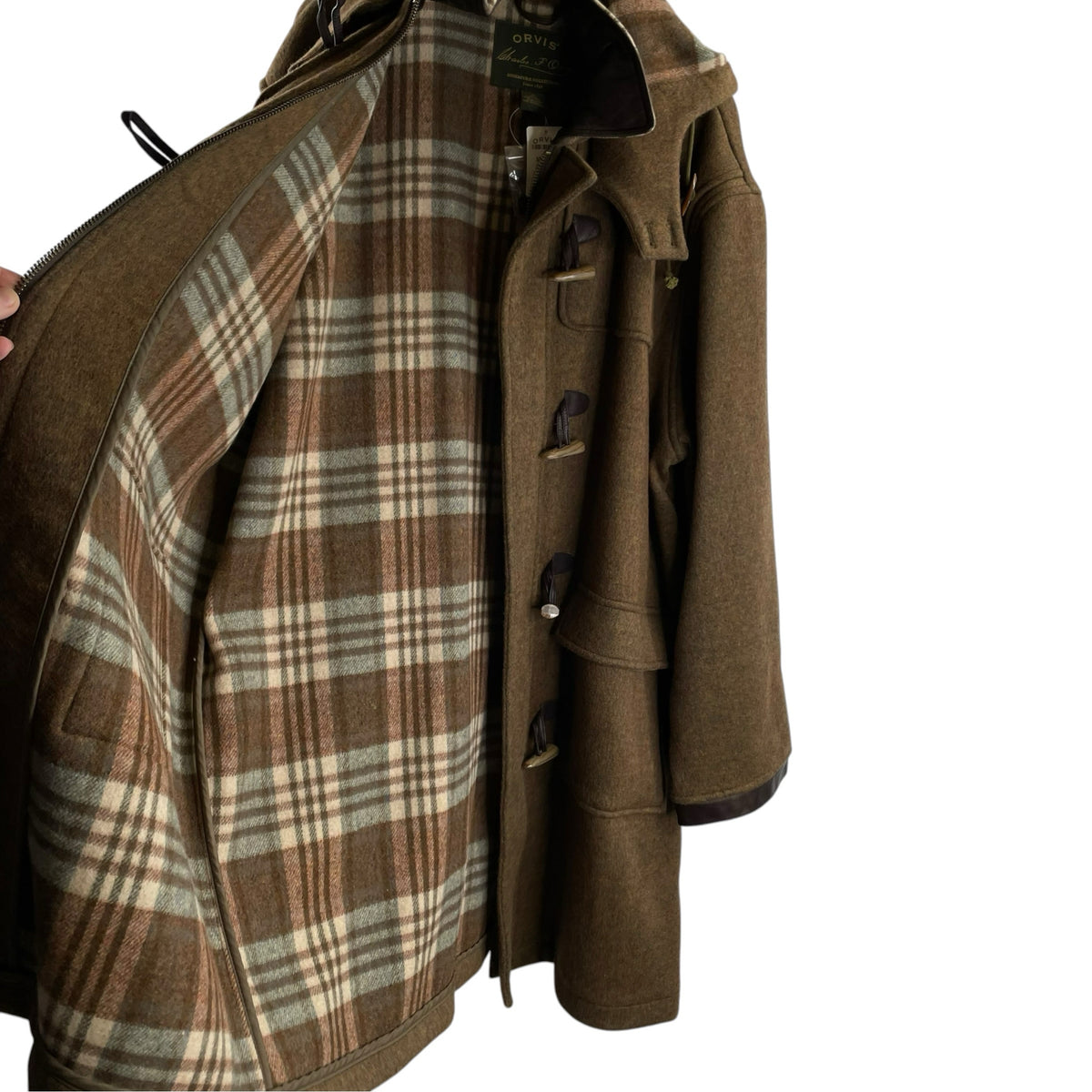 ORVIS Size X-LARGE Olive Hood Wool/Leather NWT COAT