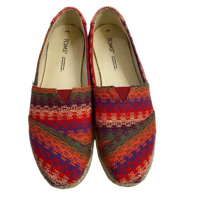 TOMS Size 8 Red/Multi Flats Fabric SHOE