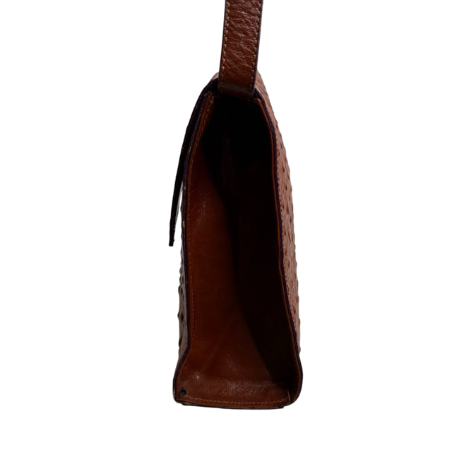 Brown Ostrich Look Leather PURSE