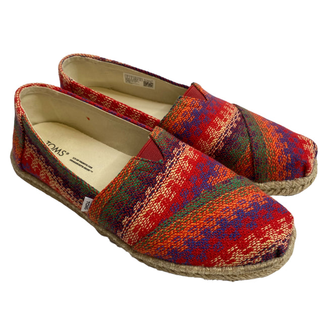 TOMS Size 8 Red/Multi Flats Fabric SHOE