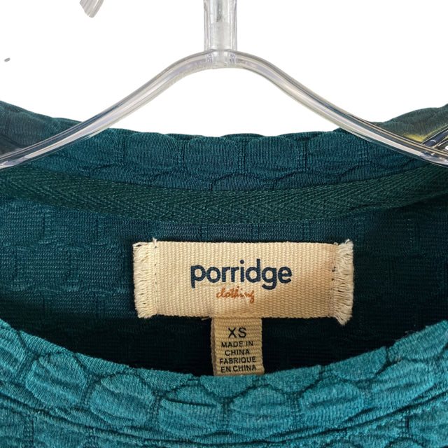 PORRIDGE Size X-SMALL Teal/Multi Floral Long Sleeve Polyester Blend NWT TOP