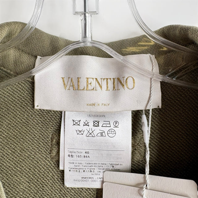 VALENTINO Size 40 Olive Collar Short Sleeve Polyester NWT DRESS