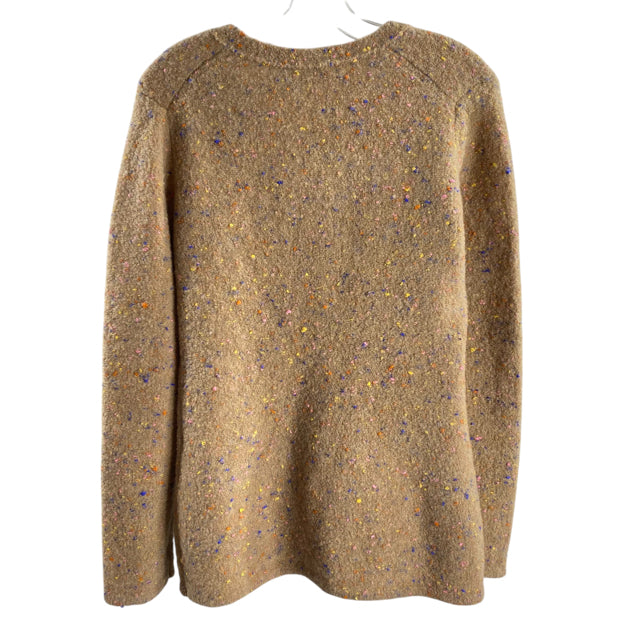 THEORY Size MEDIUM Tan/Multi Speckled Long Sleeve Cardigan Merino Blend SWEATER