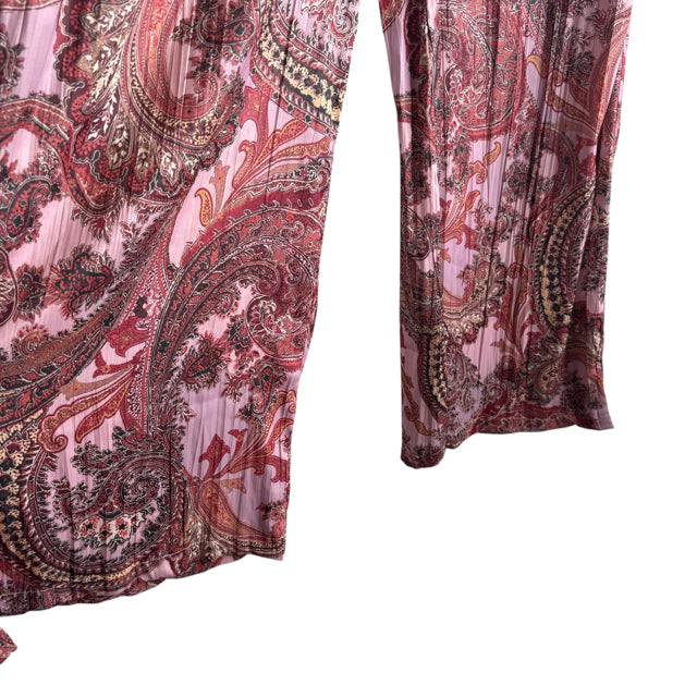 L'AGENCE Size SMALL Pink/Multi Paisley Elastic Waist Polyester NWT PANTS