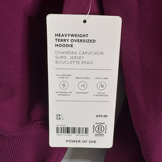 ATHLETA Size X-LARGE Raspberry Long Sleeve Hoodie NWT TOP