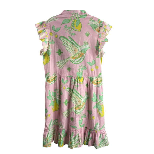 SHERIDAN FRENCH Size MEDIUM Pink/Multi Print Sleeveless Cotton DRESS