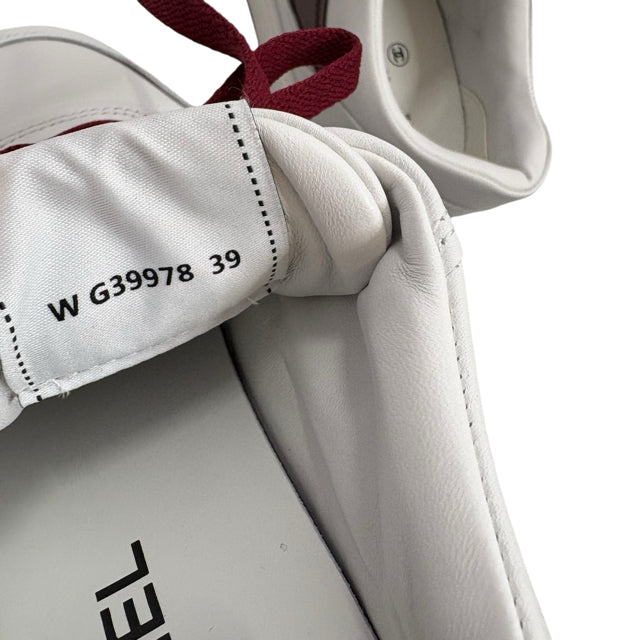 CHANEL Size 39 White/Red Sneaker Leather BOX SHOE