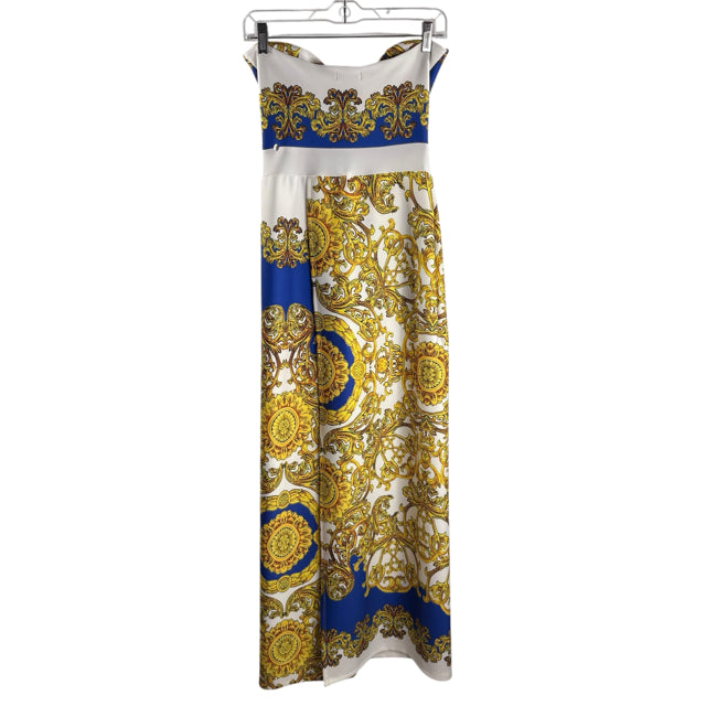 ELIYA CIOCCOLATO Size SMALL Blue/Gold Print Strapless NWT DRESS