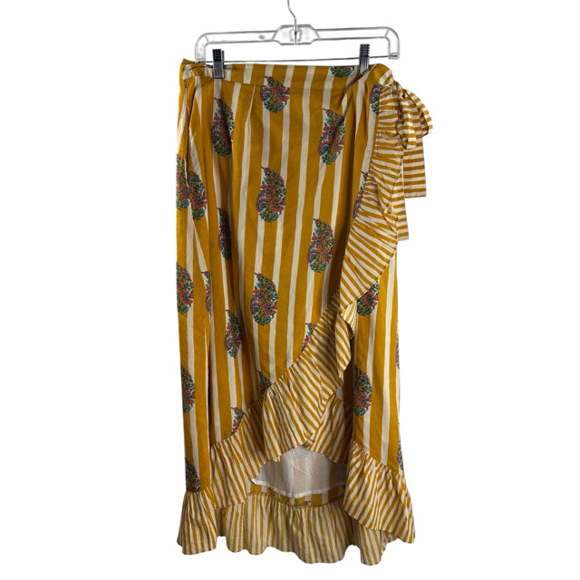 PRINTFRESH Size MED Gold/Cream Print Wrap SKIRT